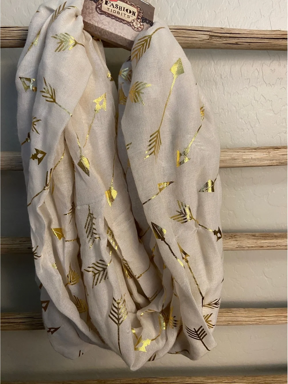Fashion Tidbits Infinity Scarf with Gold Arrow Print